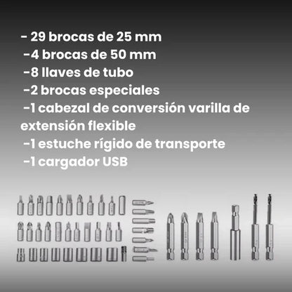 Juego Atornillador Destornillador Recargable